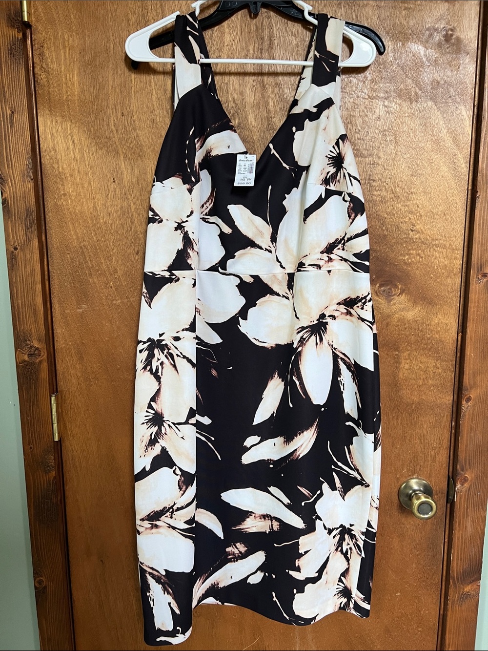 Dress Barn Black Midi Dress with Cream Floral Print